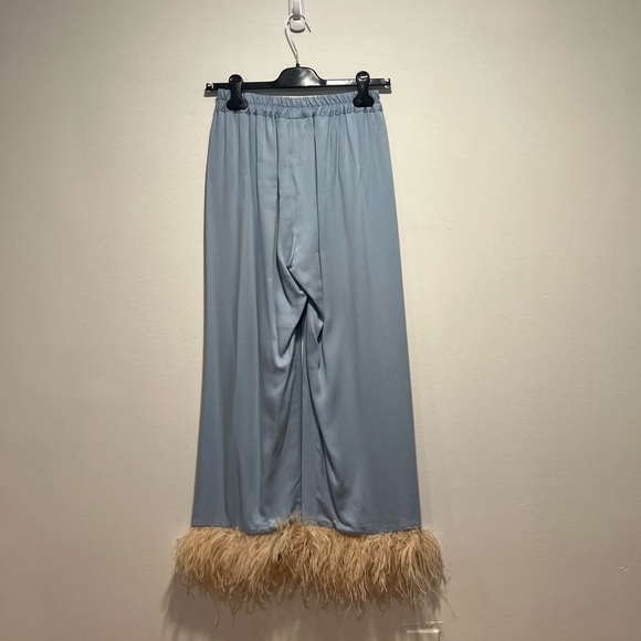 Sleeper -  Blue/Beige Pajama Party Pants Ostrich Feather Pants - Picture 7 of 12
